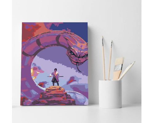 Set pictură pe numere 30*40 "Samuraiul și Șarpele"ECO(fara cutie) 1151