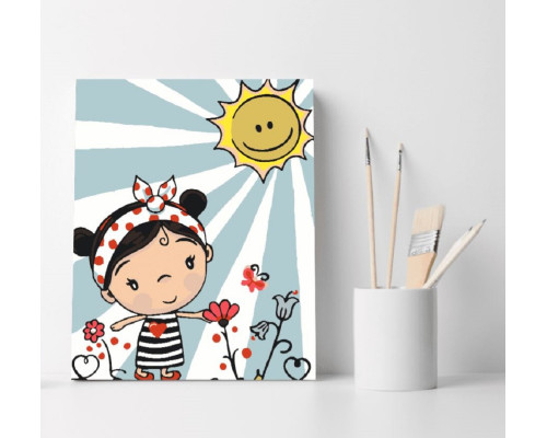 Набор для рисования по номерам 30*40 "Девочка и солнце" ECO(без коробки)1329