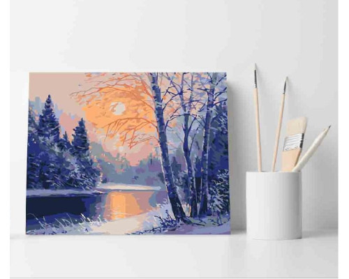 Набор для рисования по номерам 30*40 "Зимняя река" ECO(без коробки) 3846