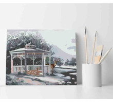 Набор для рисования по номерам 30*40 "Олени у беседки" ECO(без коробки) 3923