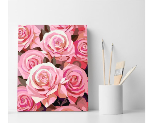 Set pictură pe numere 30*40 "Trandafiri roz" ECO(fara cutie) 4316