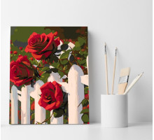 Набор для рисования по номерам 30*40 "Розы на белом заборе" 4707