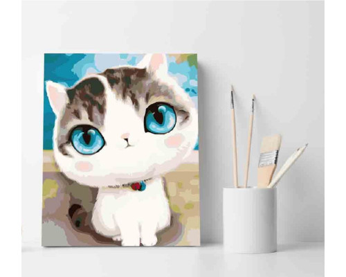 Набор для рисования по номерам 30*40 "Голубоглазый котенок" 3346