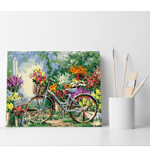 Набор для рисования по номерам 30*40 "Велосипед цветочницы" 4205