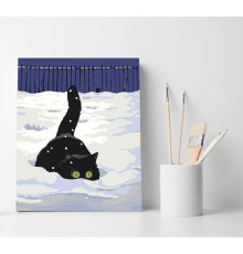 Set pictură pe numere 40*50 "Zăpadă albă, motan negru" 1242