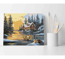 Набор для рисования по номерам 40*50 "Утки на зимнем пруду" 3947