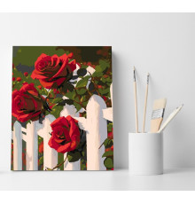 Set pictură pe numere 40*50 "Trandafiri pe gardul alb" 4707