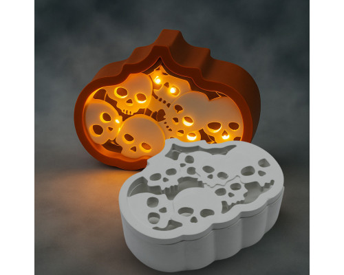 Figurina din gips felinar "Dovleac de Halloween" (craniu), 2 piese, 7*10*3cm. CM*