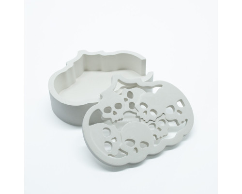 Гипсовая фигурка "Тыква Хэллоуина" (череп), 2 детали, 7*10*3cm. CM*