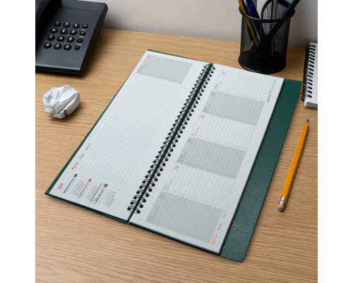 Планинг на спирали, зеленый 2026 30*14