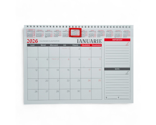 Calendar de perete planificator, pe spira, 2026 (1 bloc) Ar*
