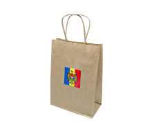 Pungi pentru cadou kraft "Stema Moldova" 22x18x8 см