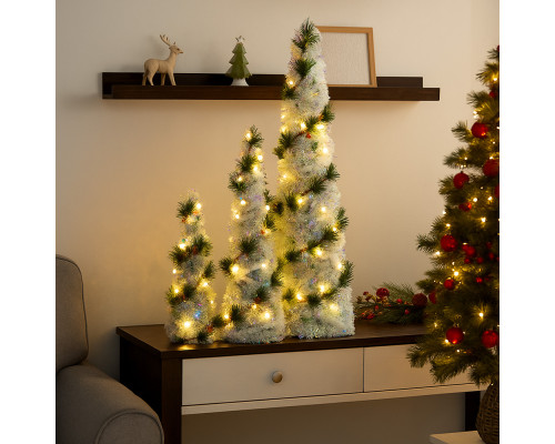 Set 3 brăduți decorativi cu iluminare LED, alb *4631 (8)