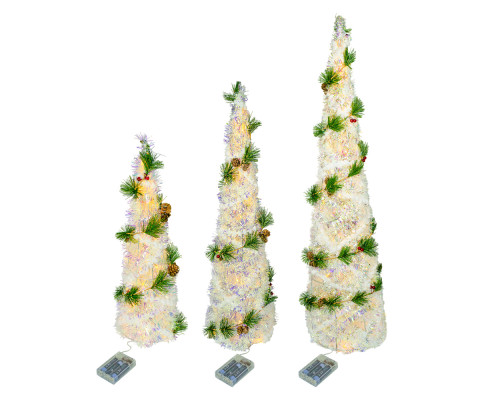 Set 3 brăduți decorativi cu iluminare LED, alb *4631 (8)