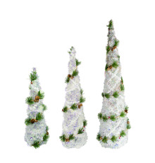 Set 3 brăduți decorativi cu iluminare LED, alb *4631 (8)