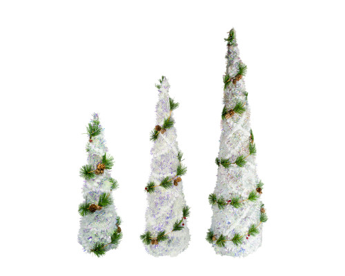 Set 3 brăduți decorativi cu iluminare LED, alb *4631 (8)