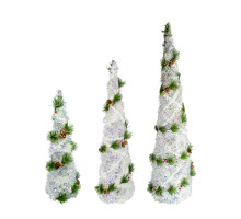 Set 3 brăduți decorativi cu iluminare LED, alb *4631 (8)