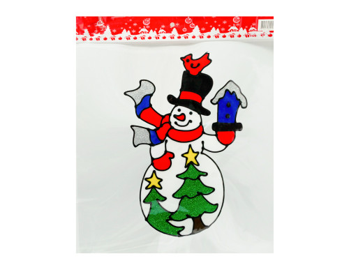 Наклейки новогодние силиконовые, 36x24см, 4 дизайна *0215 (240)