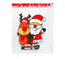 Наклейки новогодние силиконовые, 36x24см, 4 дизайна *0215 (240)