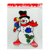 Наклейки новогодние силиконовые, 36x24см, 4 дизайна *0208 (240)