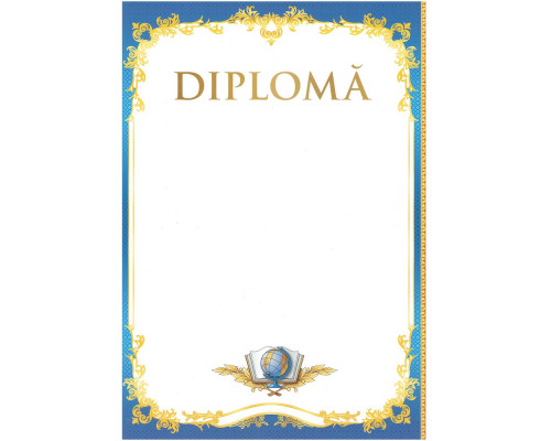 Diploma А4 cu chenar albastru si glob N*