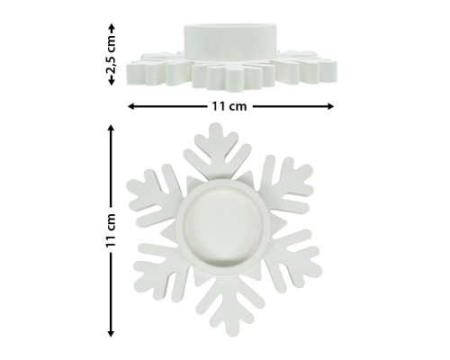 Suport pentru lumânare decorativ 'Fulg 1', gips, 11×11×2,5 cm CM*