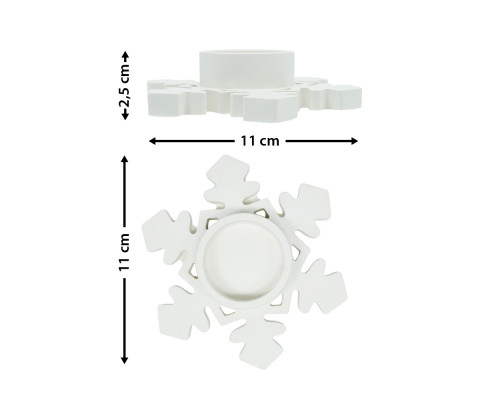 Suport pentru lumânare decorativ 'Fulg 2', gips, 11×11×2,5 cm CM*
