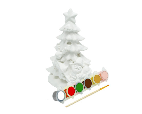 Set creatie „Brad cu sania Santa”, gips, 12*5*7 cm + vopsele CM*