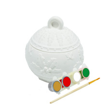 Set creatie lădiță „Glob de Crăciun”, gips, 7*7*7 cm 2 piese + vopsele CM*