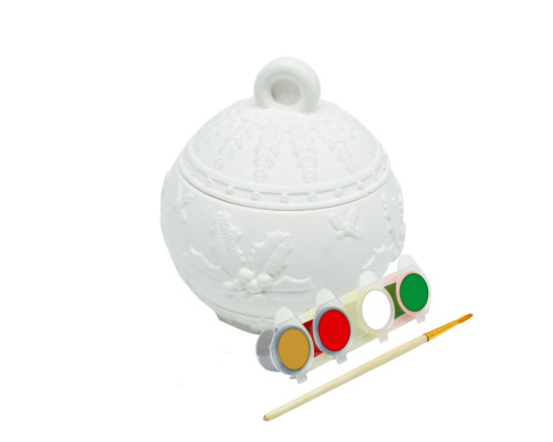 Set creatie lădiță „Glob de Crăciun”, gips, 7*7*7 cm 2 piese + vopsele CM*