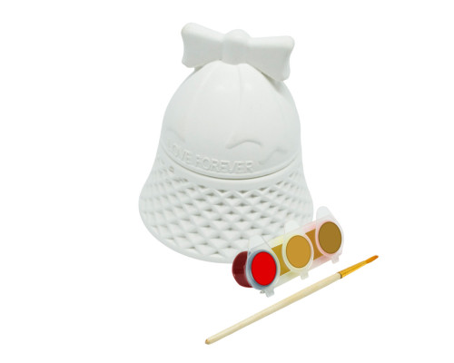 Set creatie lădiță „Clopoțel de Crăciun”, gips, 8*8*8 cm 2 piese + vopsele CM*