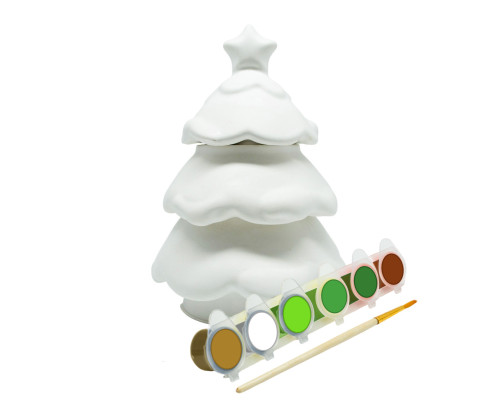 Set creatie lădiță „Brad”, gips, 18*12*12 cm 3 piese + vopsele CM*