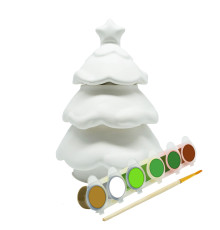 Set creatie lădiță „Brad”, gips, 18*12*12 cm 3 piese + vopsele CM*