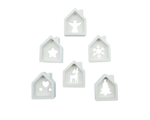 Set figurini decorative „Casuta”, 6 buc, gips, 5*4*2,5 cm CM*