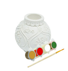 Set creatie suport pentru lumânare 'Glob de Crăciun', gips, 7*6*6 cm + vopsele CM*