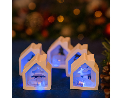 Set creatie „Casuta”, 6 buc, gips, 5*4*2,5 cm + LED luminari CM*