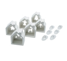 Set creatie „Casuta”, 6 buc, gips, 5*4*2,5 cm + vopsele+ LED luminari CM*