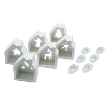 Set creatie „Casuta”, 6 buc, gips, 5*4*2,5 cm + vopsele+ LED luminari CM*