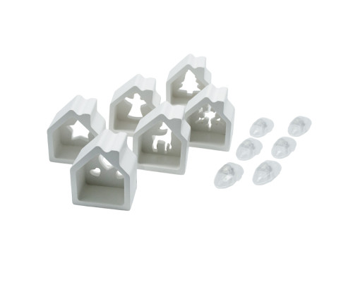 Set creatie „Casuta”, 6 buc, gips, 5*4*2,5 cm + LED luminari CM*