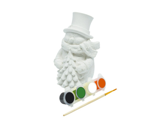 Set creatie „Omuleț de zăpadă cu brad”, gips, 9*5*4 cm + vopsele CM*