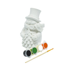 Set creatie „Omuleț de zăpadă cu brad”, gips, 9*5*4 cm + vopsele CM*