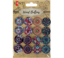 Set nasturi "Patterns", lemn, 20mm, 8 tipuri, 16buc/pachet Santi 742481