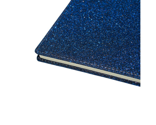 Блокнот А5 80л. клетка, эко-кожа с блестками, синий, 9206 (1/40)