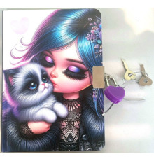 Блокнот с замочком A6, 64л. чистый лист, твердая обложка, N9856 (120)