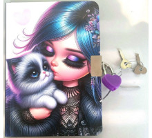 Блокнот с замочком A6, 64л. чистый лист, твердая обложка, N9856 (120)