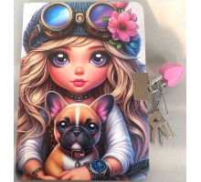 Блокнот с замочком A6, 64л. чистый лист, твердая обложка, N9858 (120)