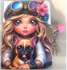 Блокнот с замочком A6, 64л. чистый лист, твердая обложка, N9858 (120)