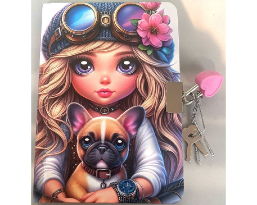 Блокнот с замочком A6, 64л. чистый лист, твердая обложка, N9858 (120)