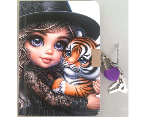 Блокнот с замочком A6, 64л. чистый лист, твердая обложка, N9860 (120)