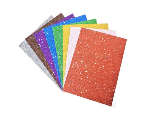 Картон цветной А4 8л. с глиттером и звездами, 250г/м, Mandarin GLP250-S-8 (120)